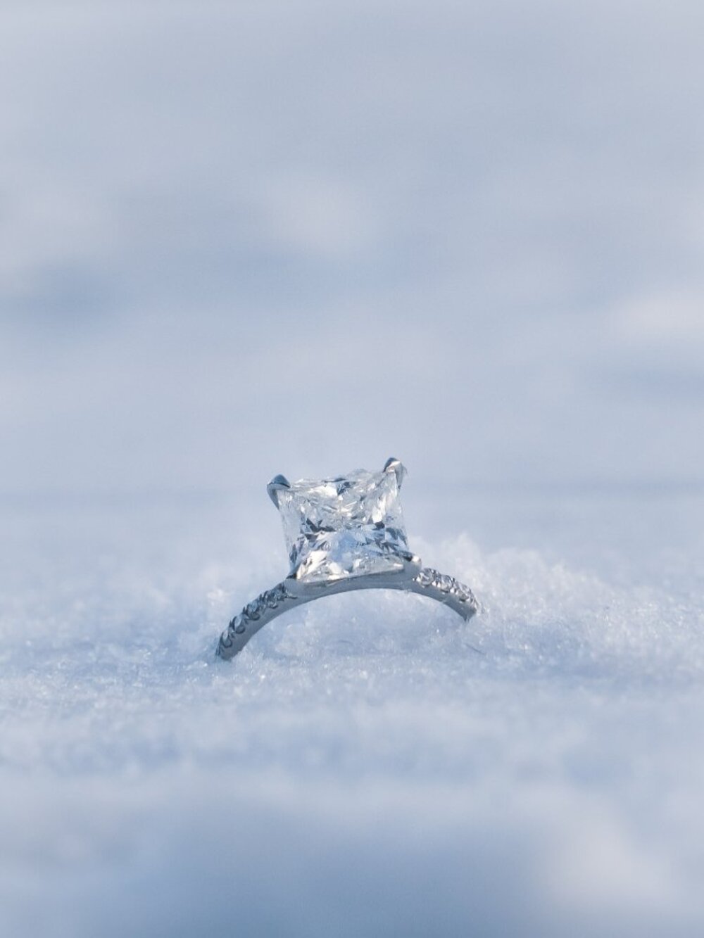 Princess Cut 3.33 Carat Diamond Ring with Pave Setting on Platinum - Picture 3 of 14